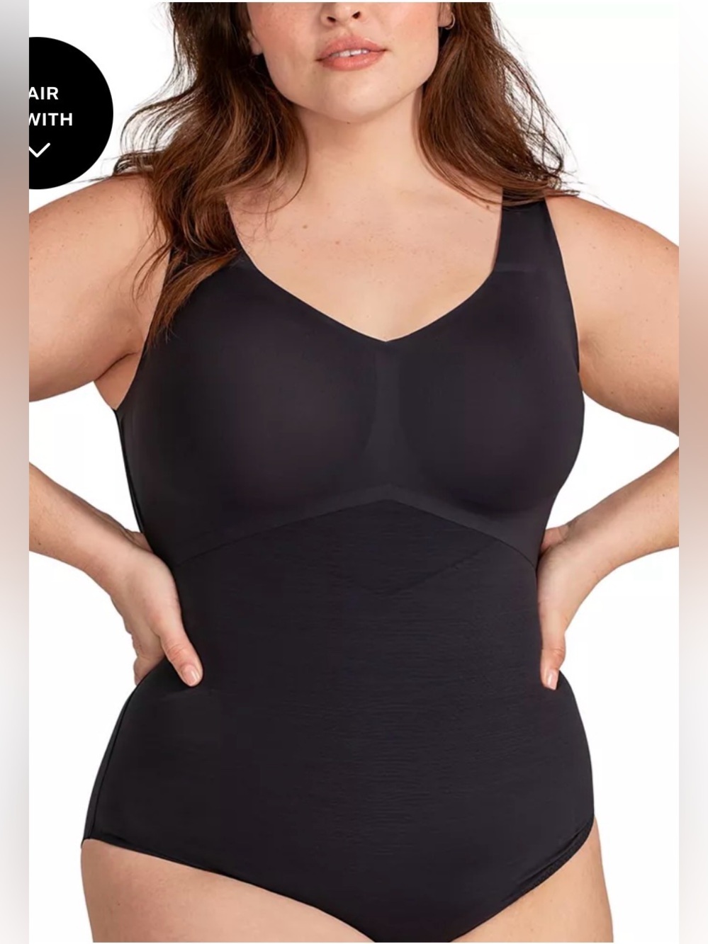 Honeylove LiftWear Tank Bodysuit Black Shapewear Sculpting Seamless Support Lg